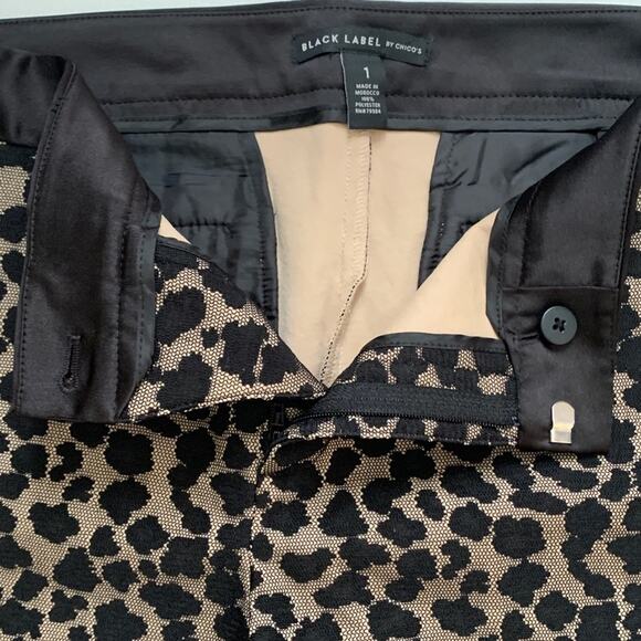 Chico’s Black Label Pants Black Cheetah Print Overlay Cream Dress Party Size 8 - Picture 8 of 14